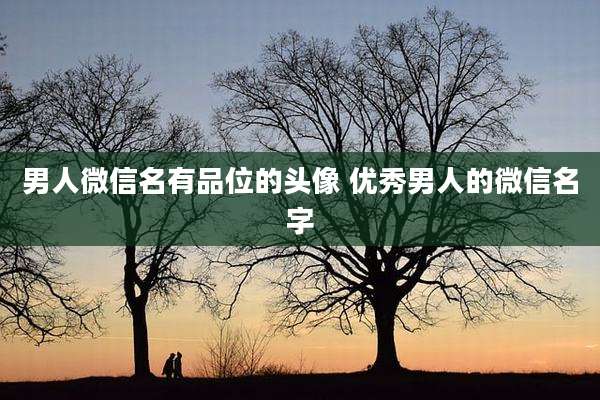 男人微信名有品位的头像 优秀男人的微信名字