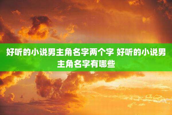好听的小说男主角名字两个字 好听的小说男主角名字有哪些