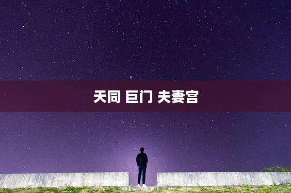天同 巨门 夫妻宫