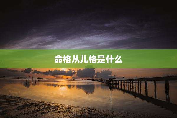 命格从儿格是什么