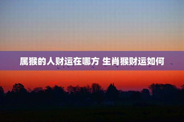 属猴的人财运在哪方 生肖猴财运如何