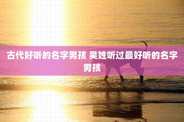 古代好听的名字男孩 吴姓听过最好听的名字男孩