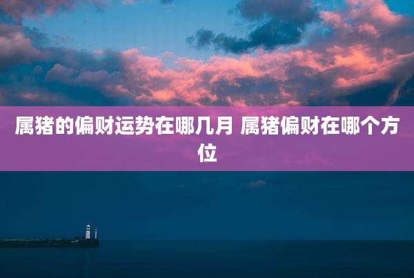 属猪的偏财运势在哪几月 属猪偏财在哪个方位