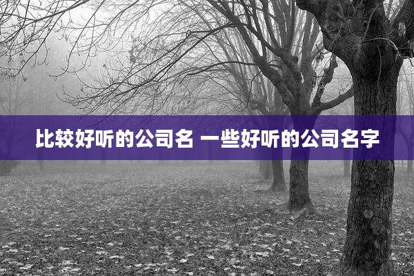 比较好听的公司名 一些好听的公司名字