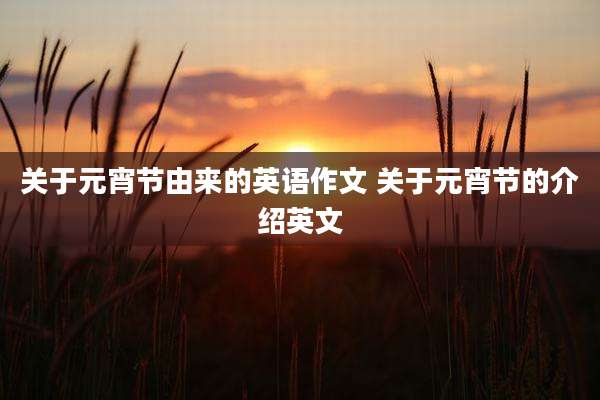 关于元宵节由来的英语作文 关于元宵节的介绍英文