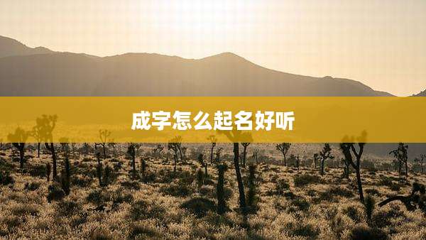 成字怎么起名好听