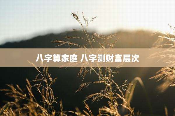 八字算家庭 八字测财富层次