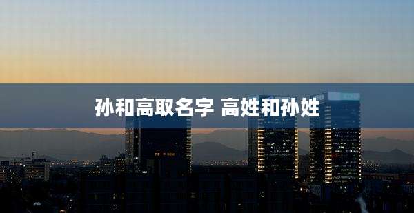 孙和高取名字 高姓和孙姓