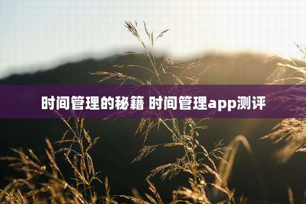 时间管理的秘籍 时间管理app测评