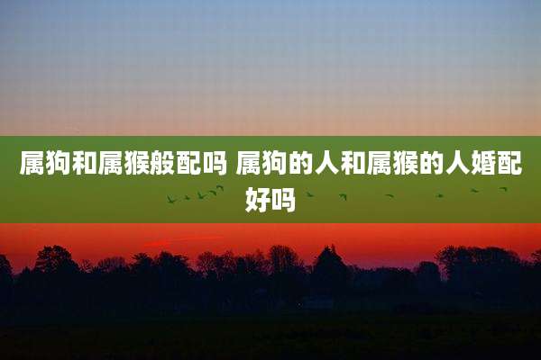 属狗和属猴般配吗 属狗的人和属猴的人婚配好吗