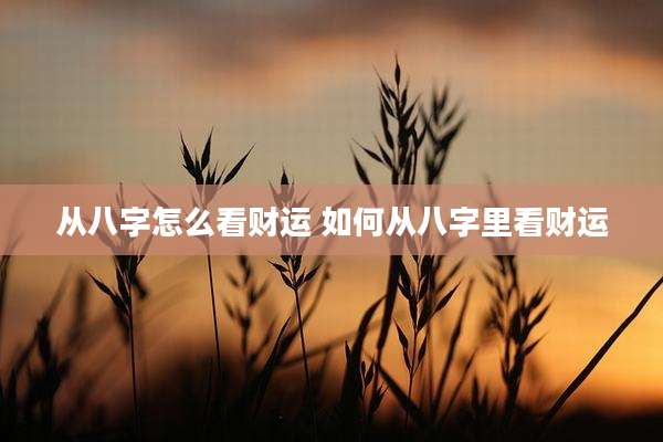 从八字怎么看财运 如何从八字里看财运