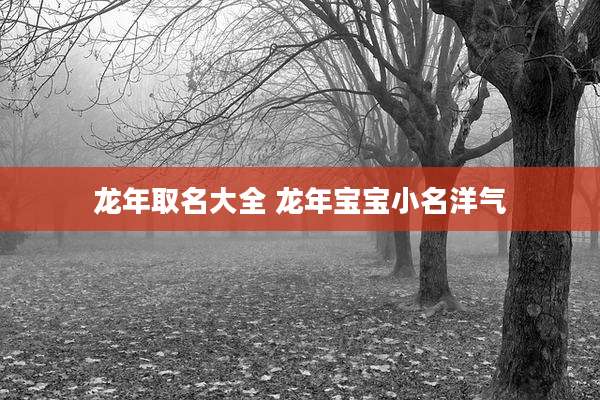 龙年取名大全 龙年宝宝小名洋气
