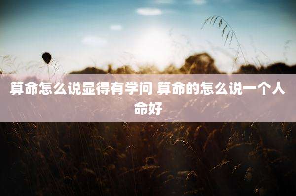 算命怎么说显得有学问 算命的怎么说一个人命好