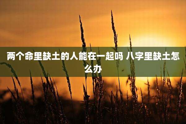 两个命里缺土的人能在一起吗 八字里缺土怎么办