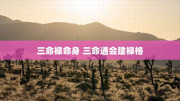 三命禄命身 三命通会建禄格