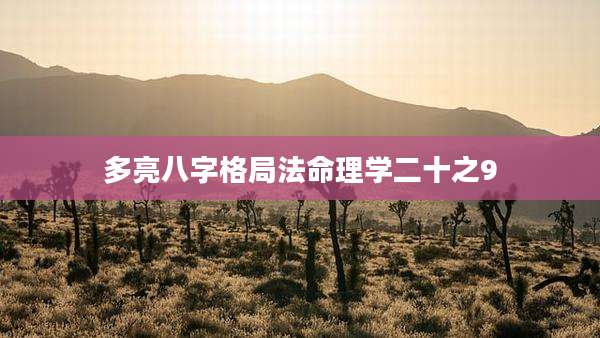 多亮八字格局法命理学二十之9