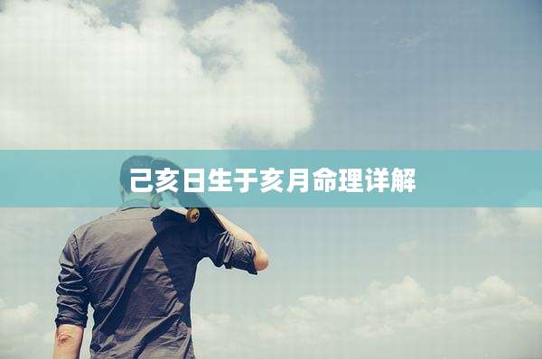 己亥日生于亥月命理详解