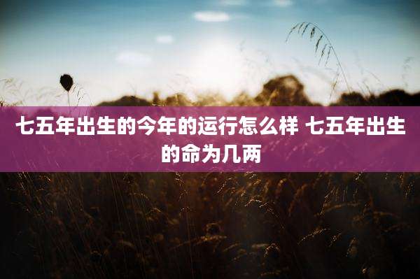 七五年出生的今年的运行怎么样 七五年出生的命为几两