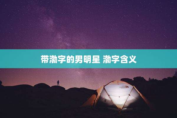 带渤字的男明星 渤字含义