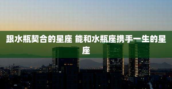 跟水瓶契合的星座 能和水瓶座携手一生的星座