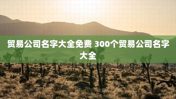 贸易公司名字大全免费 300个贸易公司名字大全