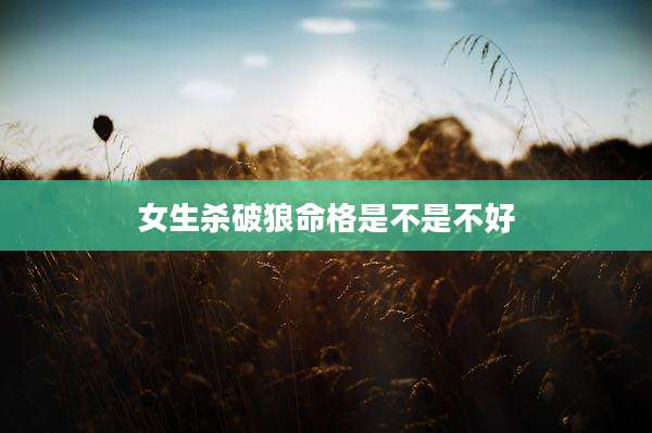 女生杀破狼命格是不是不好