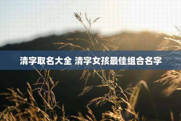 清字取名大全 清字女孩最佳组合名字