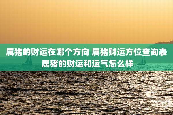 属猪的财运在哪个方向 属猪财运方位查询表 属猪的财运和运气怎么样