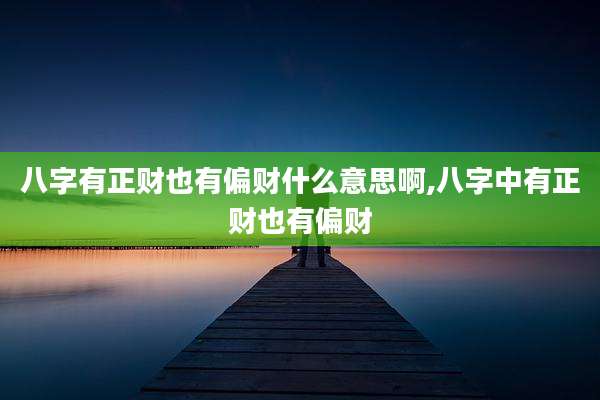 八字有正财也有偏财什么意思啊,八字中有正财也有偏财