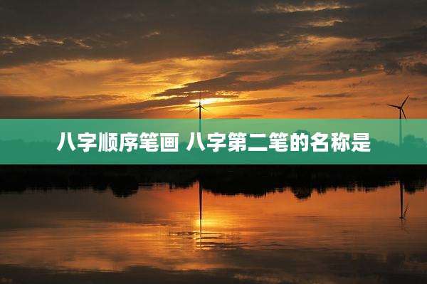 八字顺序笔画 八字第二笔的名称是