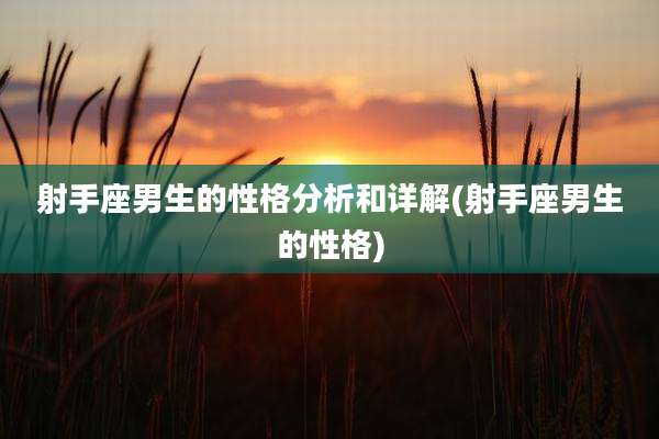 射手座男生的性格分析和详解(射手座男生的性格)