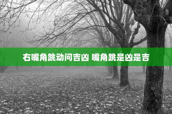 右嘴角跳动问吉凶 嘴角跳是凶是吉