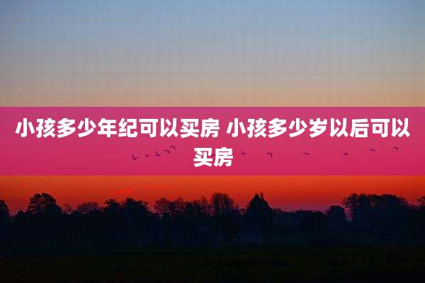 小孩多少年纪可以买房 小孩多少岁以后可以买房