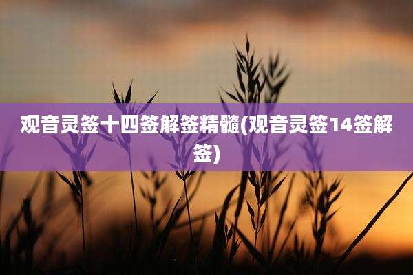 观音灵签十四签解签精髓(观音灵签14签解签)