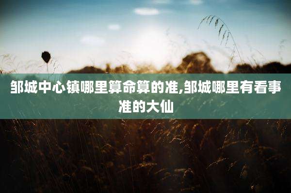 邹城中心镇哪里算命算的准,邹城哪里有看事准的大仙