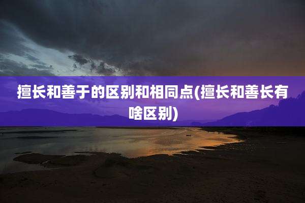 擅长和善于的区别和相同点(擅长和善长有啥区别)