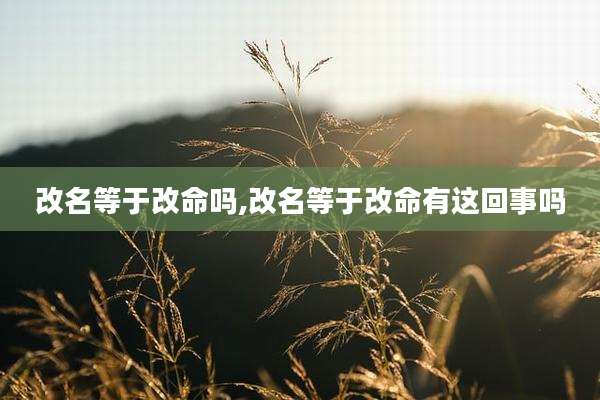 改名等于改命吗,改名等于改命有这回事吗
