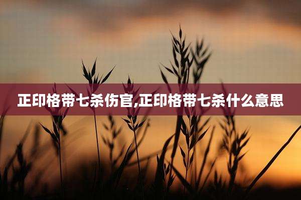 正印格带七杀伤官,正印格带七杀什么意思