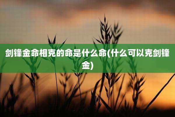 剑锋金命相克的命是什么命(什么可以克剑锋金)