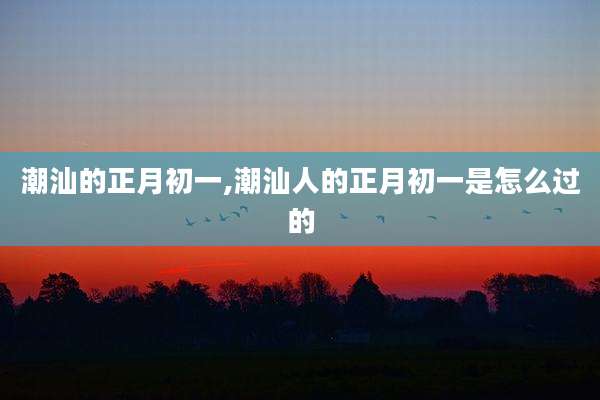 潮汕的正月初一,潮汕人的正月初一是怎么过的