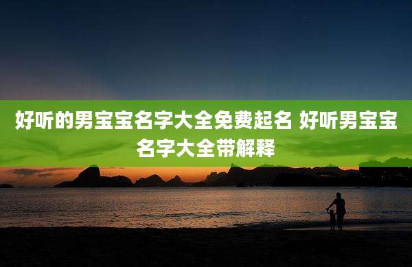 好听的男宝宝名字大全免费起名 好听男宝宝名字大全带解释
