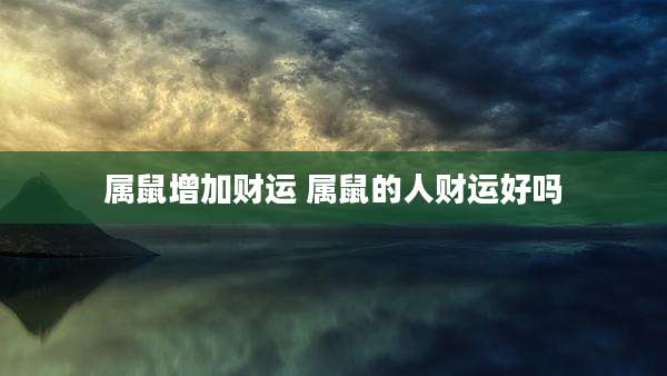 属鼠增加财运 属鼠的人财运好吗