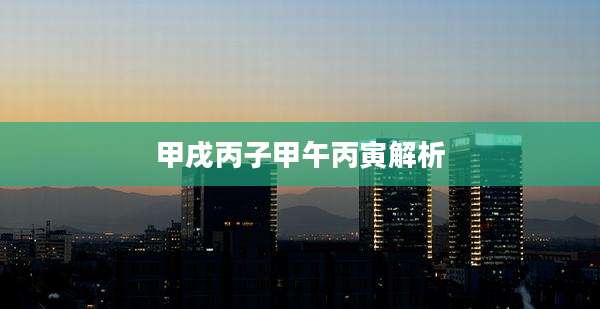 甲戌丙子甲午丙寅解析