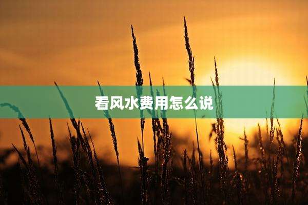 看风水费用怎么说
