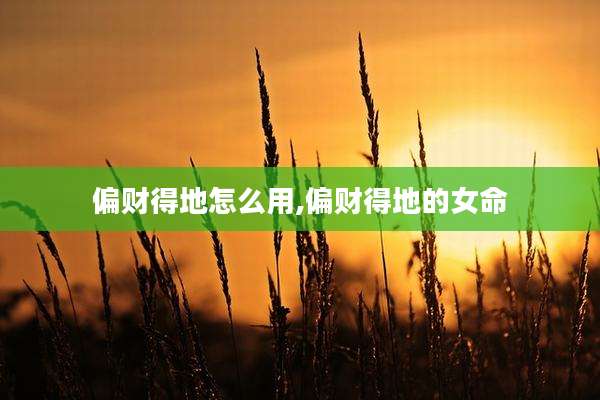 偏财得地怎么用,偏财得地的女命