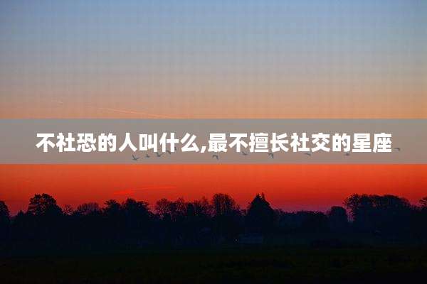 不社恐的人叫什么,最不擅长社交的星座