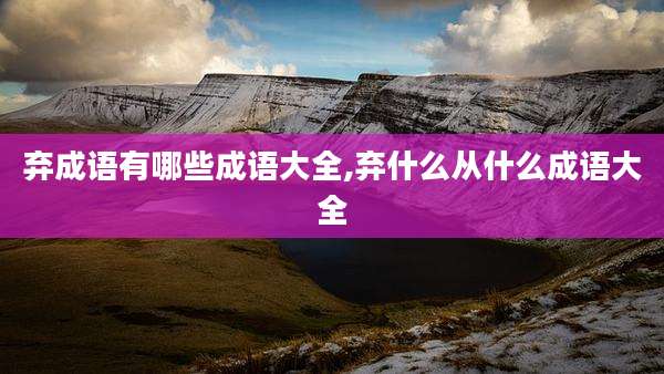 弃成语有哪些成语大全,弃什么从什么成语大全