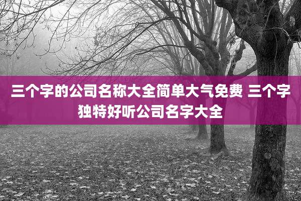 三个字的公司名称大全简单大气免费 三个字独特好听公司名字大全