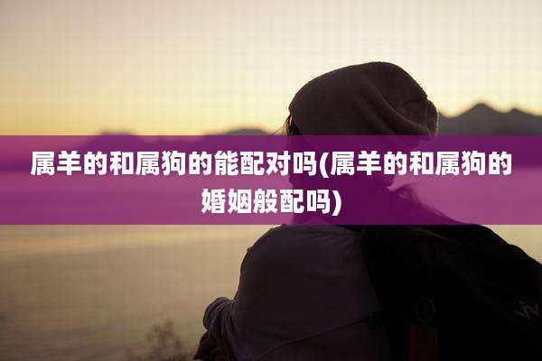 属羊的和属狗的能配对吗(属羊的和属狗的婚姻般配吗)