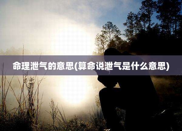 命理泄气的意思(算命说泄气是什么意思)